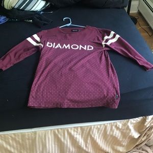 Diamond 3/4 sleeve maroon shirt